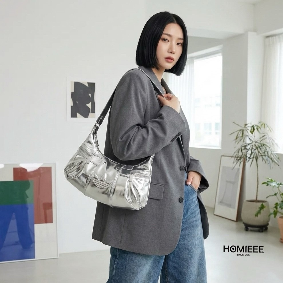 Adidas Originals Hobo Bag 肩背包 皮革 黑 銀 [KF4485] [KC2771]