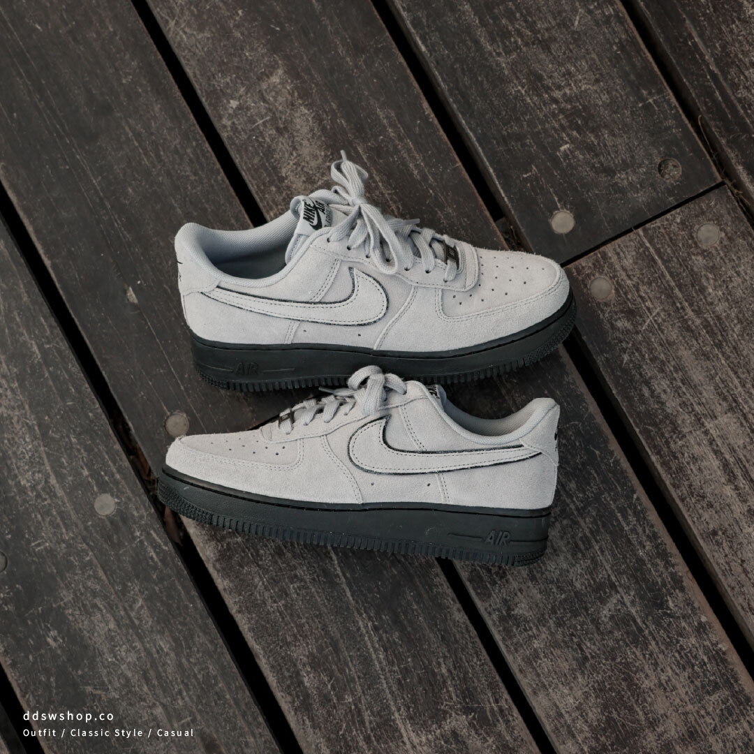 "代購" Nike Air Force 1 AF1 灰色 麂皮 復古 黑底 男鞋 HQ1966-001