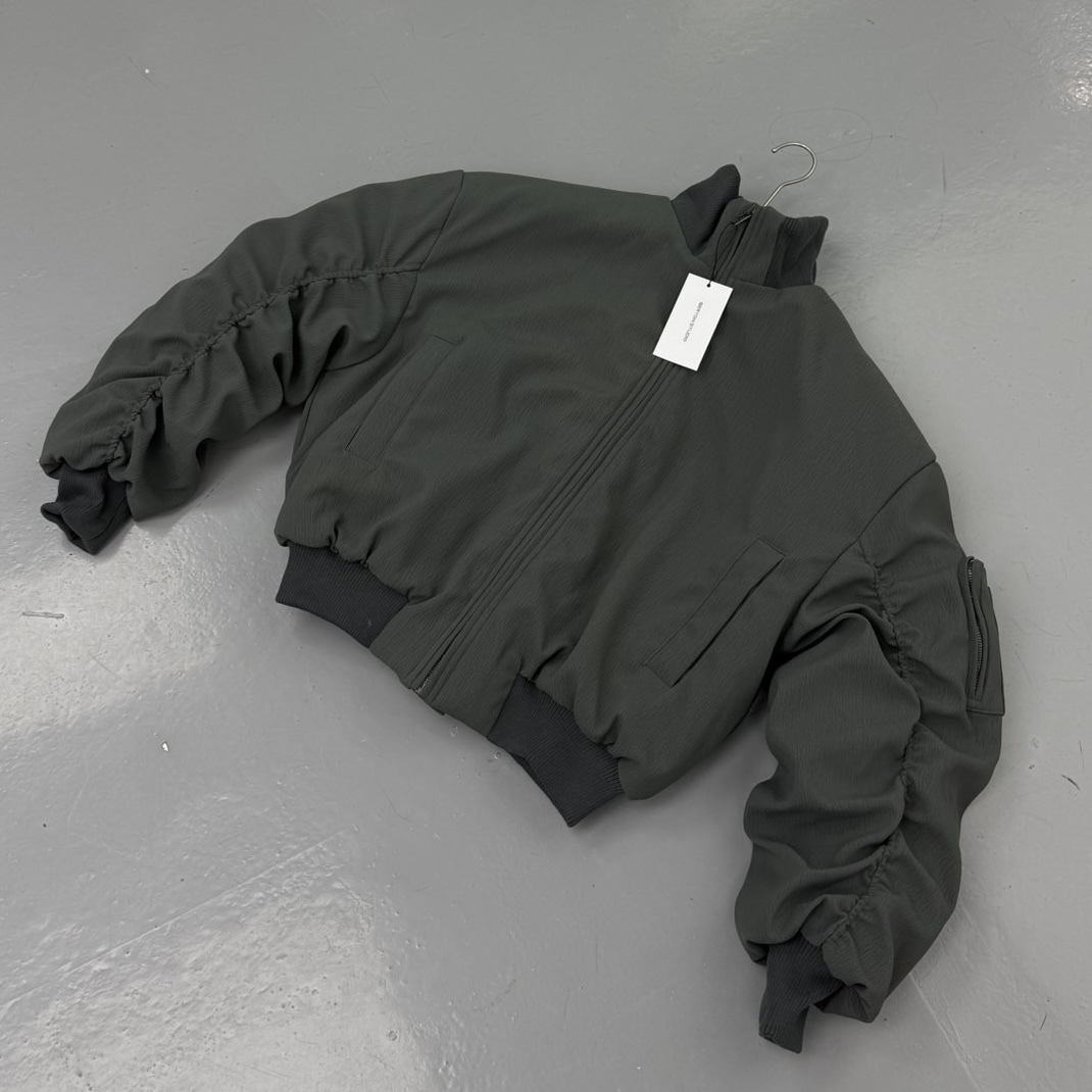 紋理抓皺飛行外套