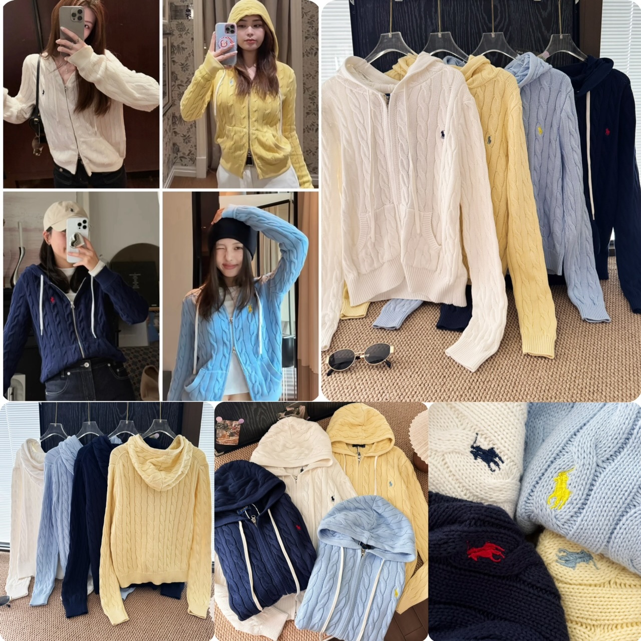 Ral*ph Lau*ren 扭紋連帽針織拉鏈外套- 2502772