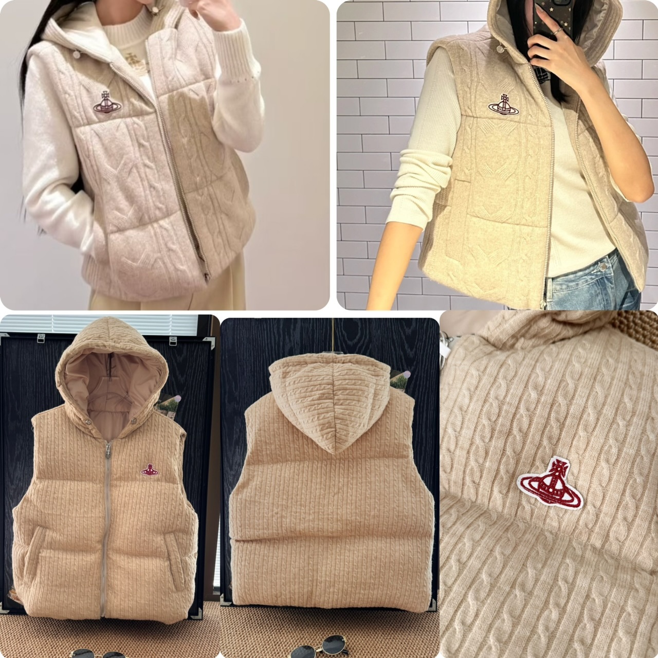 Viv*ienne Wes*twood 針織拉鏈羽絨雙面背心 - 2502773