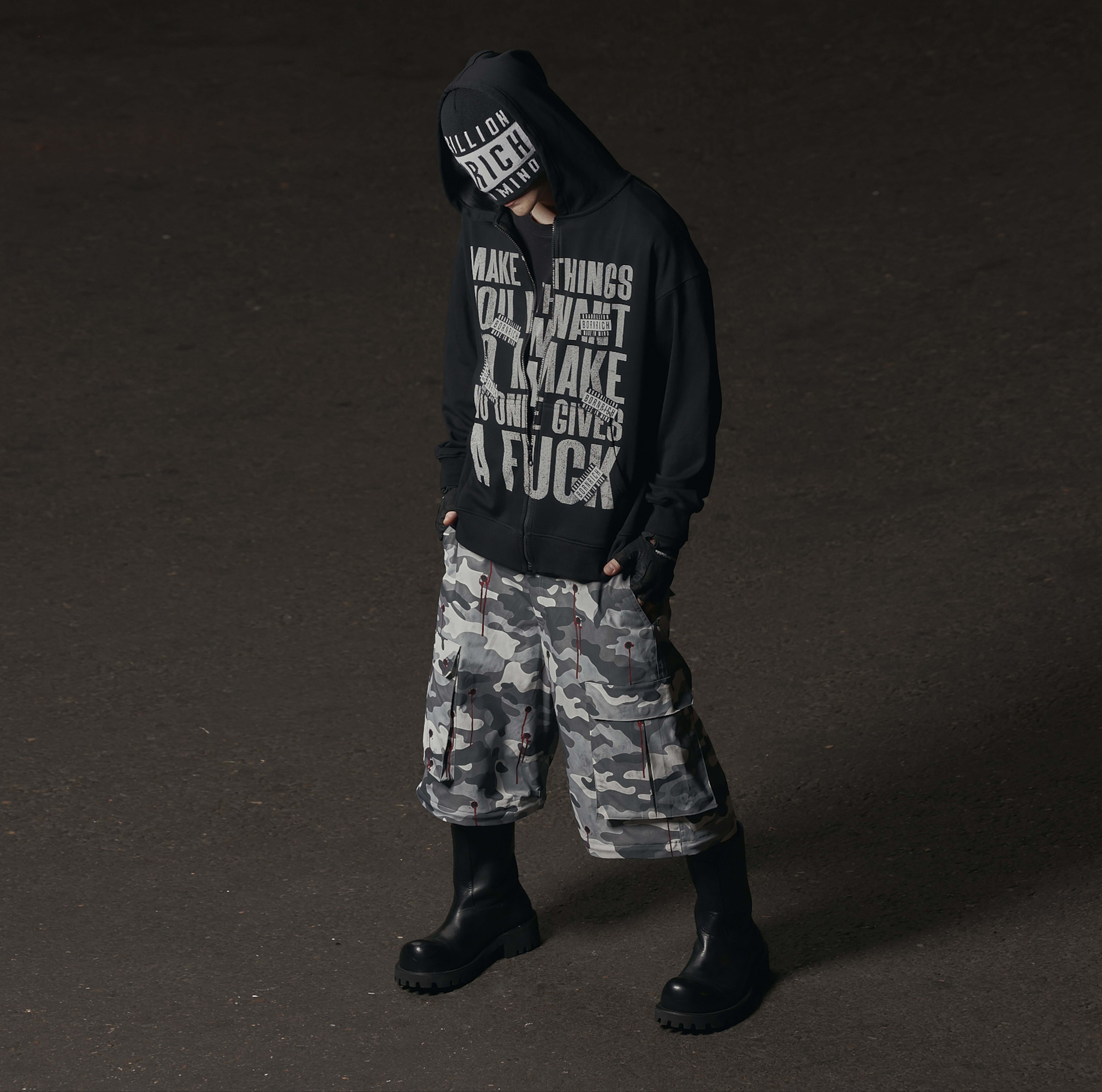 Bornrich｜Quadrillion Zip Up Hoodie (Black)