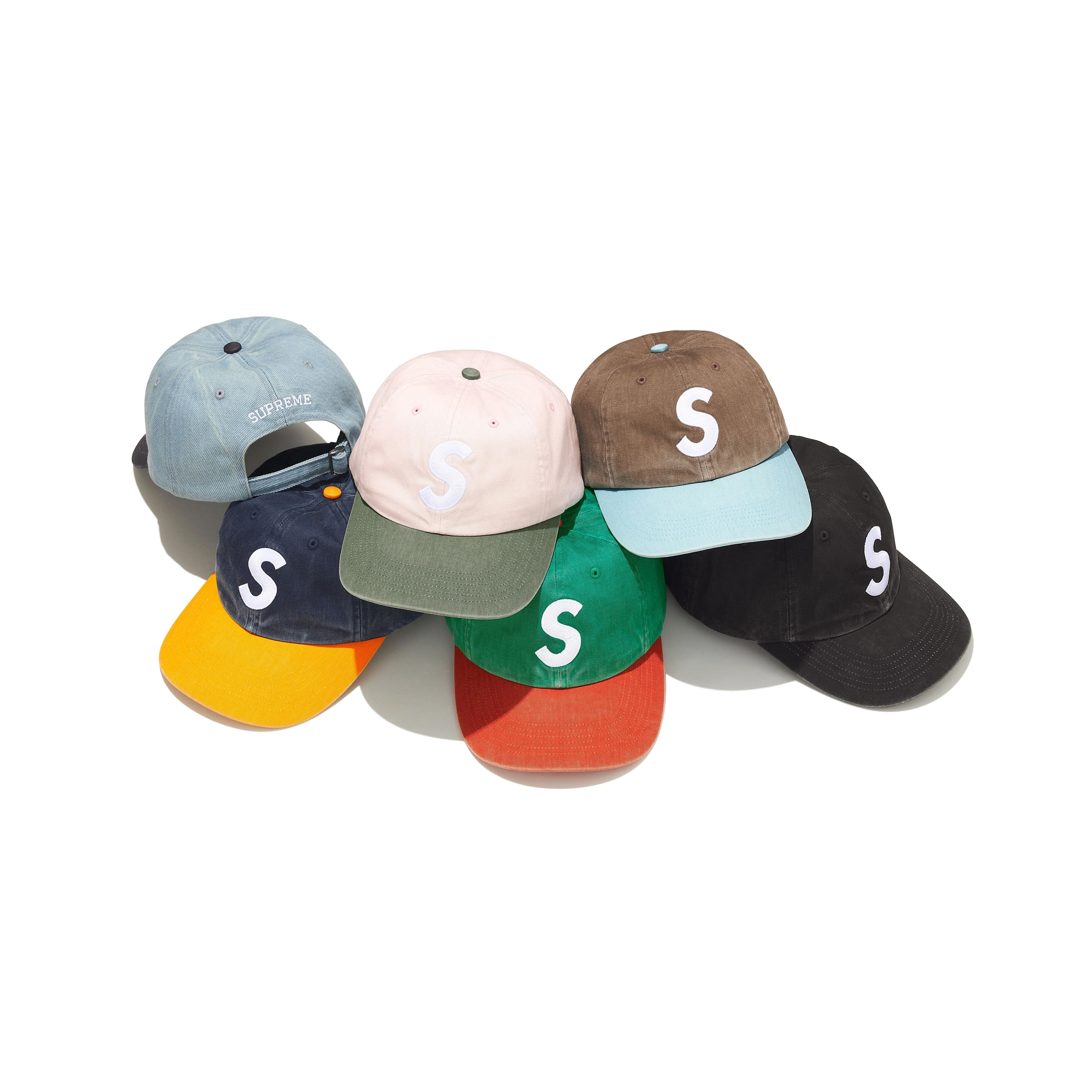 -(B06)-SUPREME COATED 2-TONE S LOGO 6-PANEL FW25 拼接 撞色 六分割帽