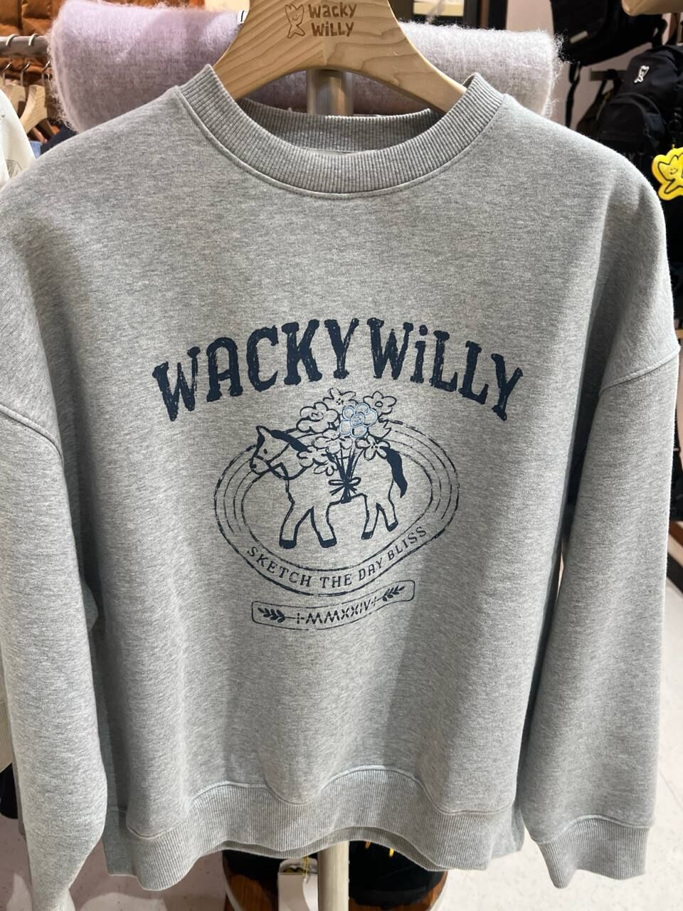 [K] MARK GONZALES WACKY WILLY GRAY WOMEN'S TYPOGRAPHIC SWEATSHIRT, WA2504CR68GR (KMG56)