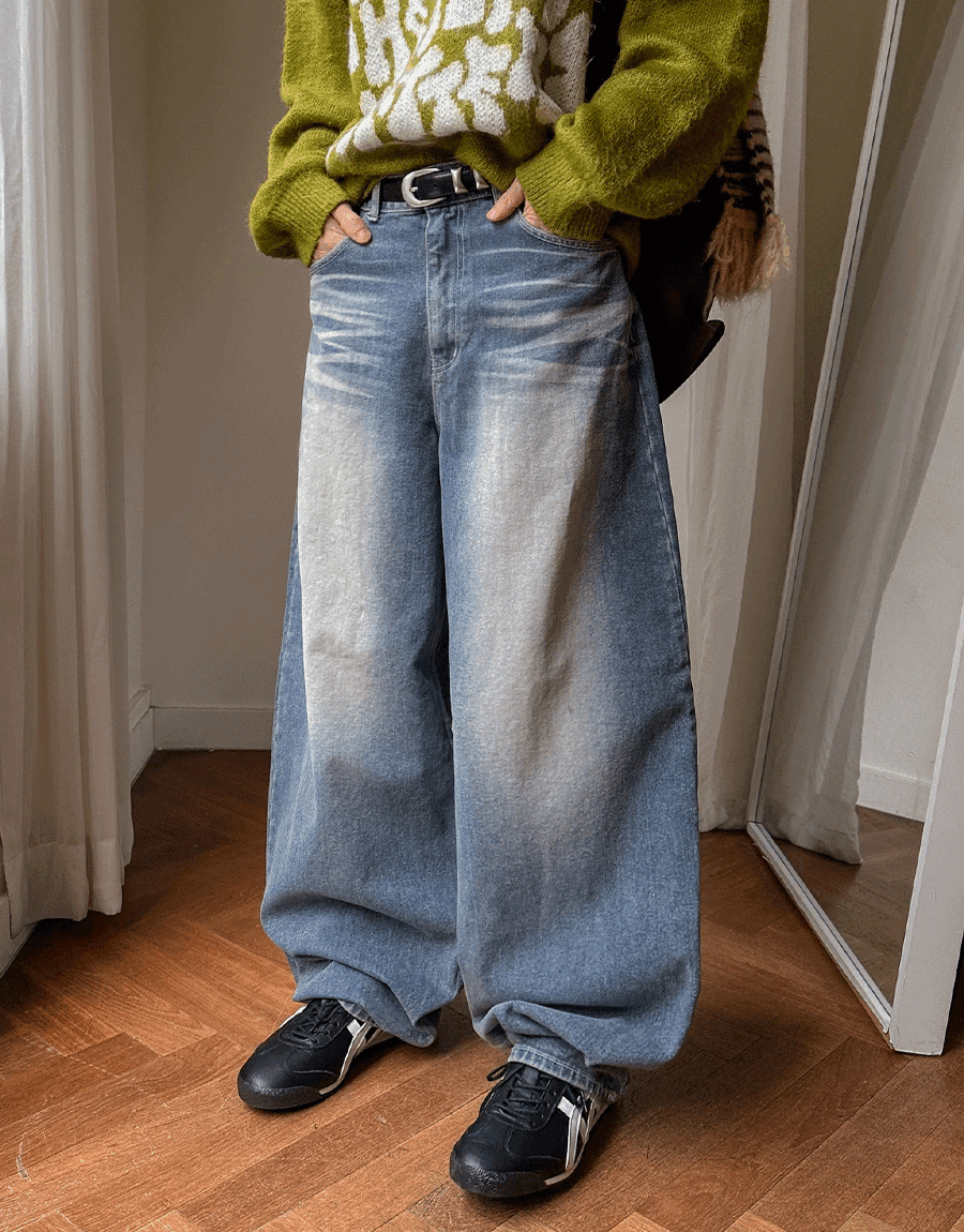 Doha 貓洗氣球牛仔褲