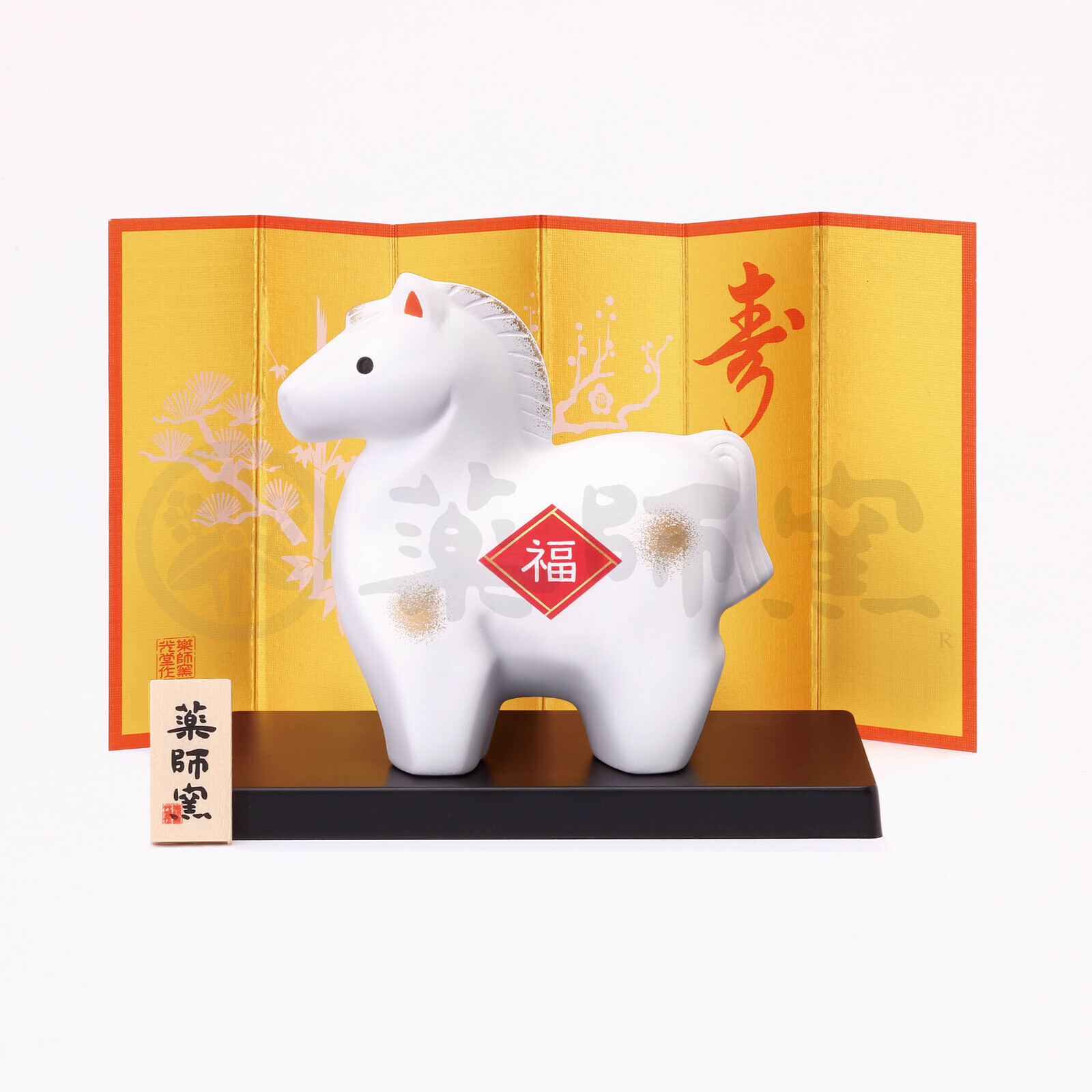 日本藥師窯錦彩招福馬仔擺設 (非日本製)