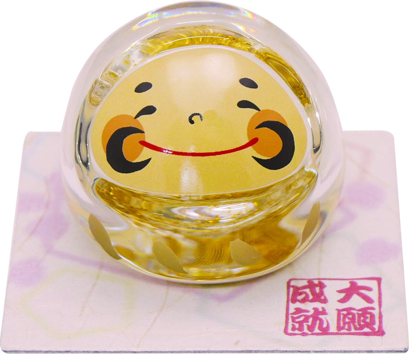 日式水晶玻璃大福達摩擺設(金色)(大) (非日本製)