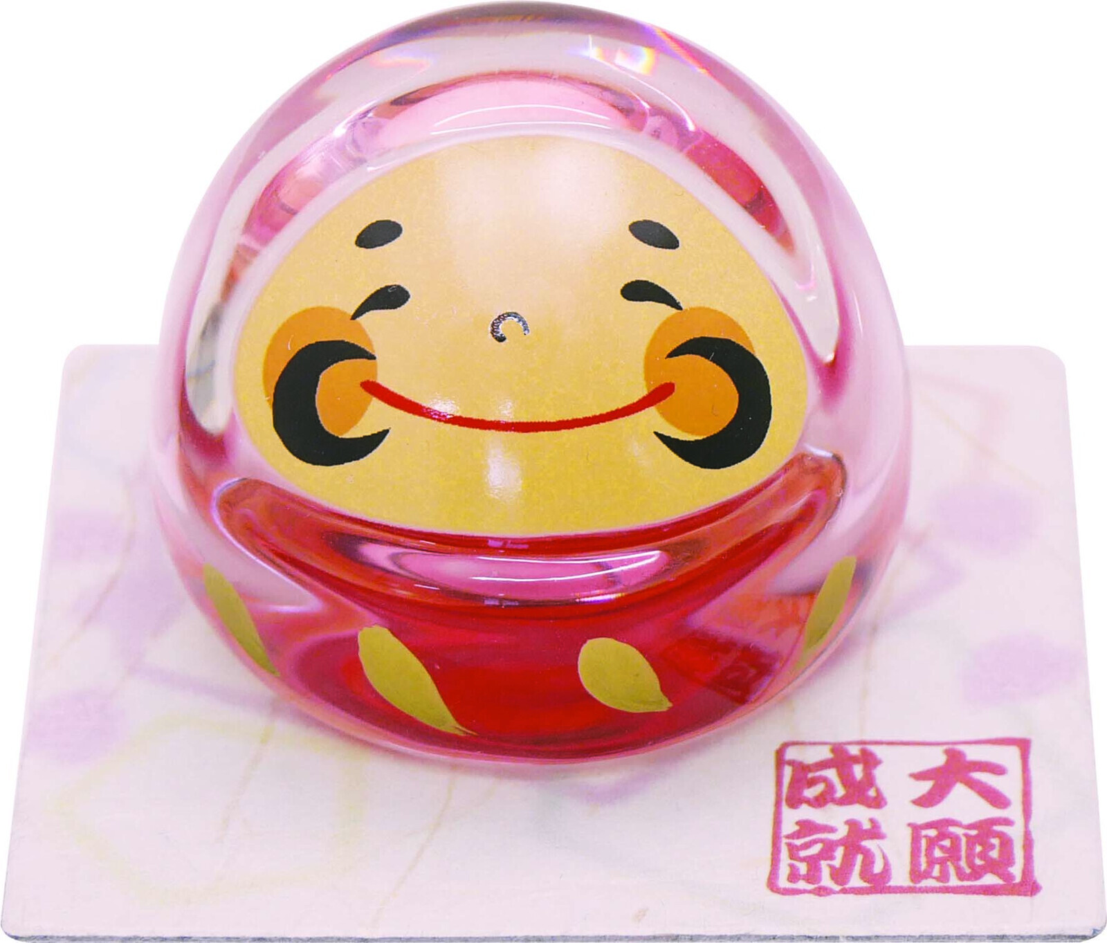 日式水晶玻璃大福達摩擺設(粉紅)(大) (非日本製)