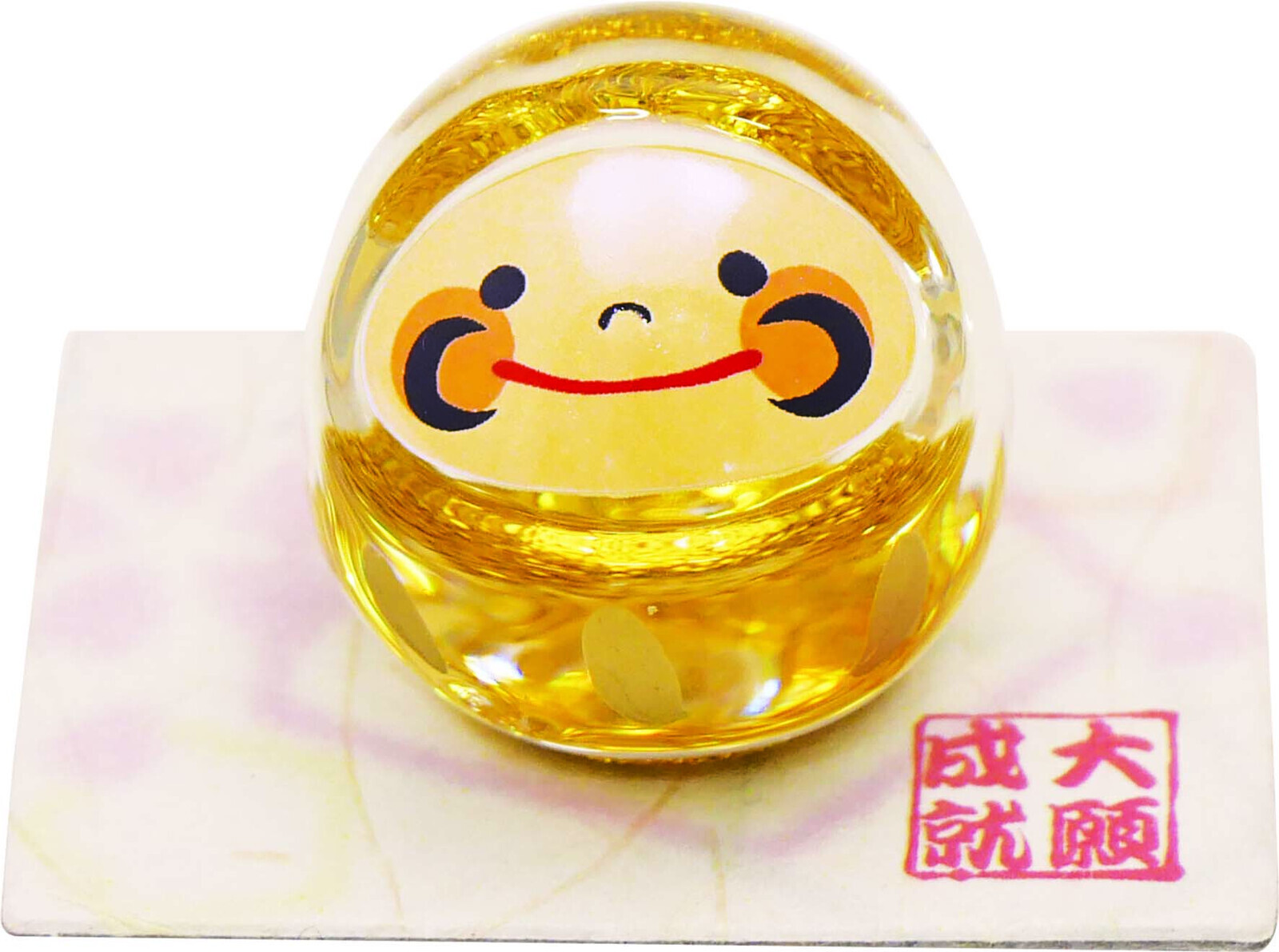 日式水晶玻璃大福達摩擺設(金色) (非日本製)