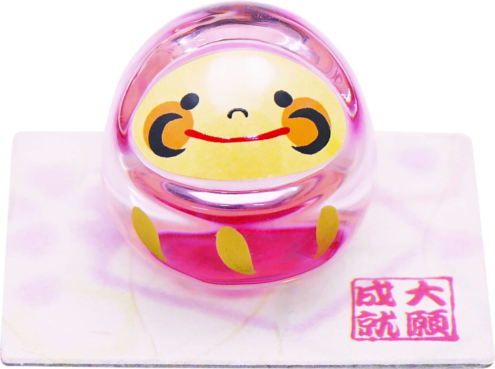 日式水晶玻璃大福達摩擺設(粉紅) (非日本製)