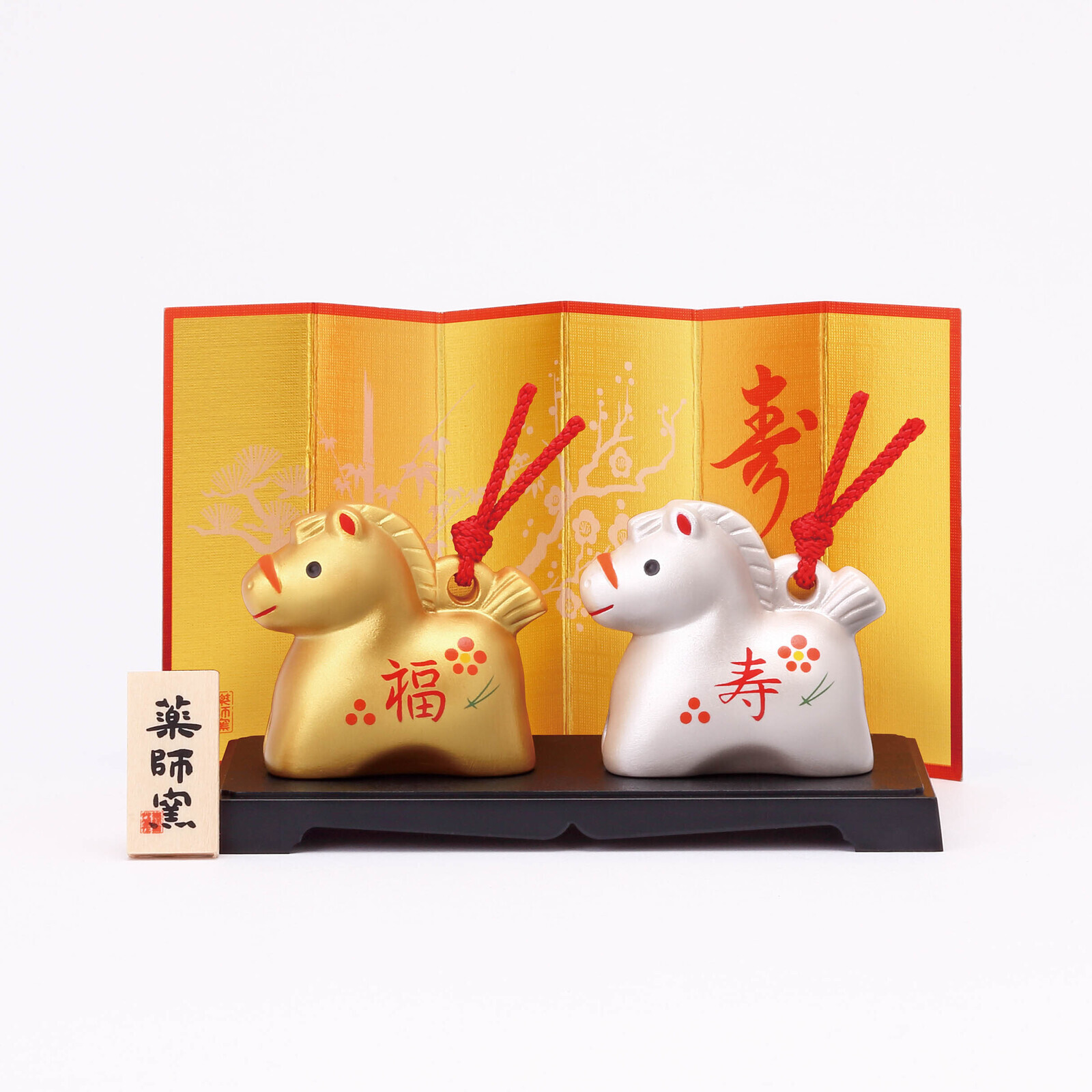 日本藥師窯錦彩招福金銀馬仔擺設 (非日本製)