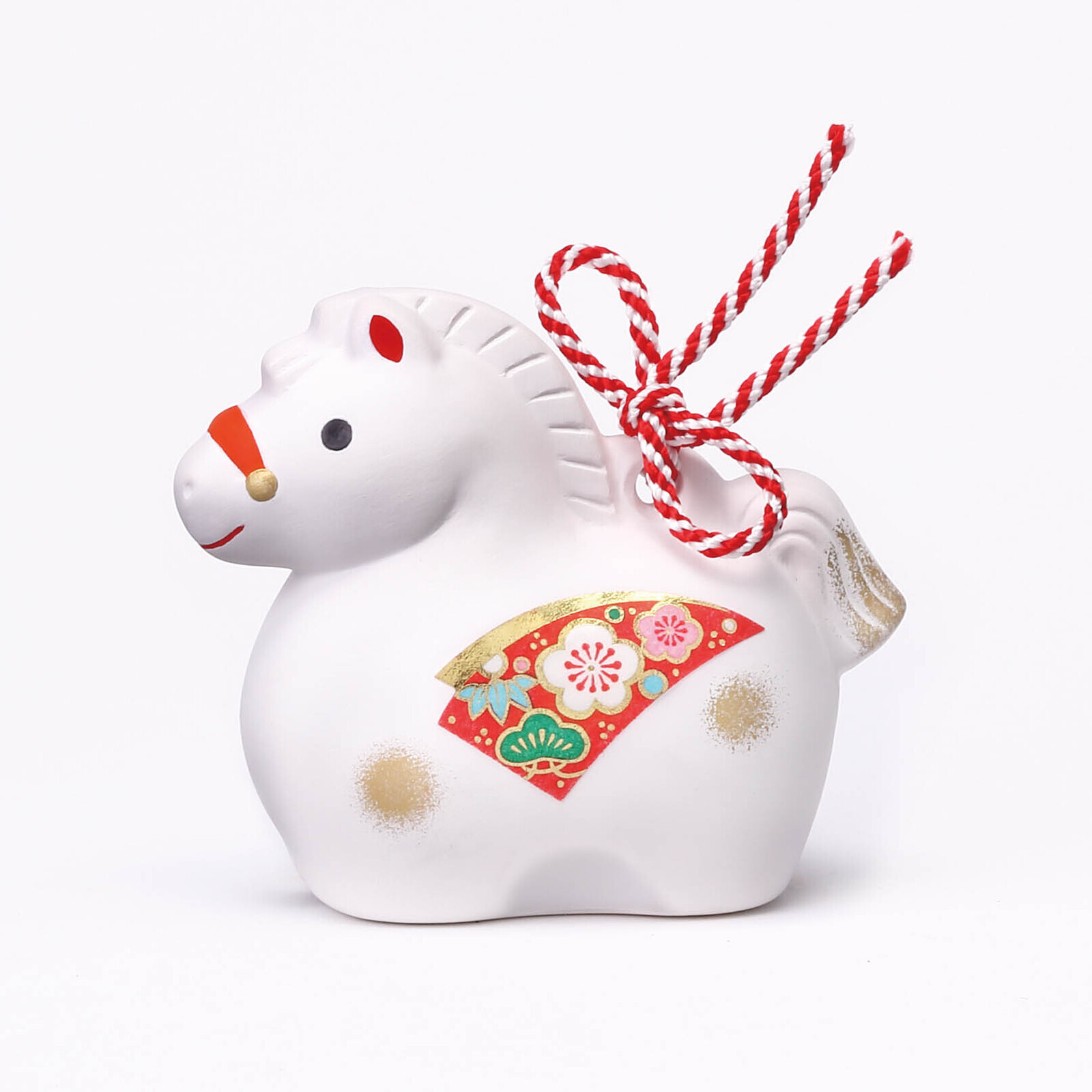 日本藥師窯錦彩招福土鈴馬仔擺設 (非日本製)