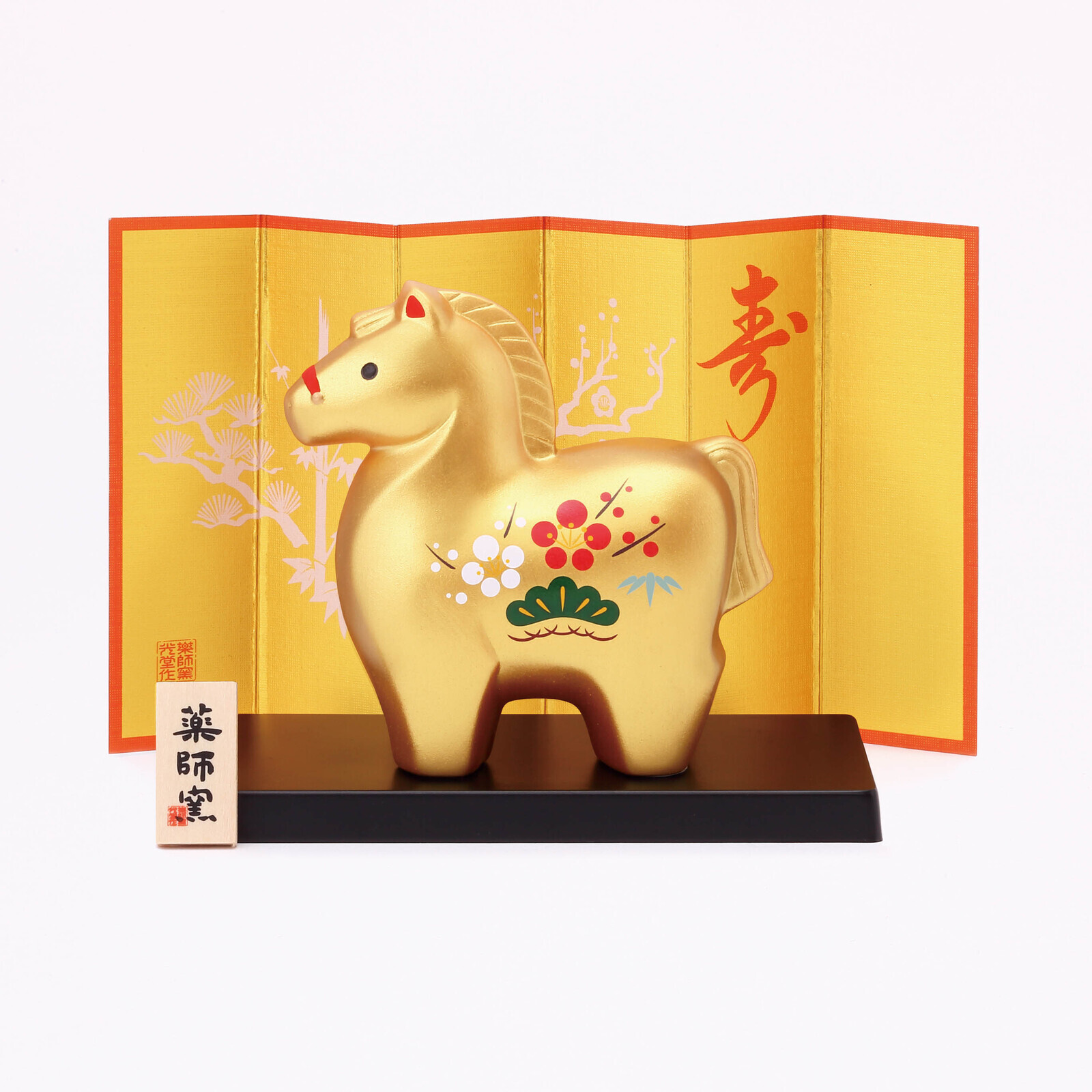 日本藥師窯錦彩招福金福馬仔擺設 (非日本製)