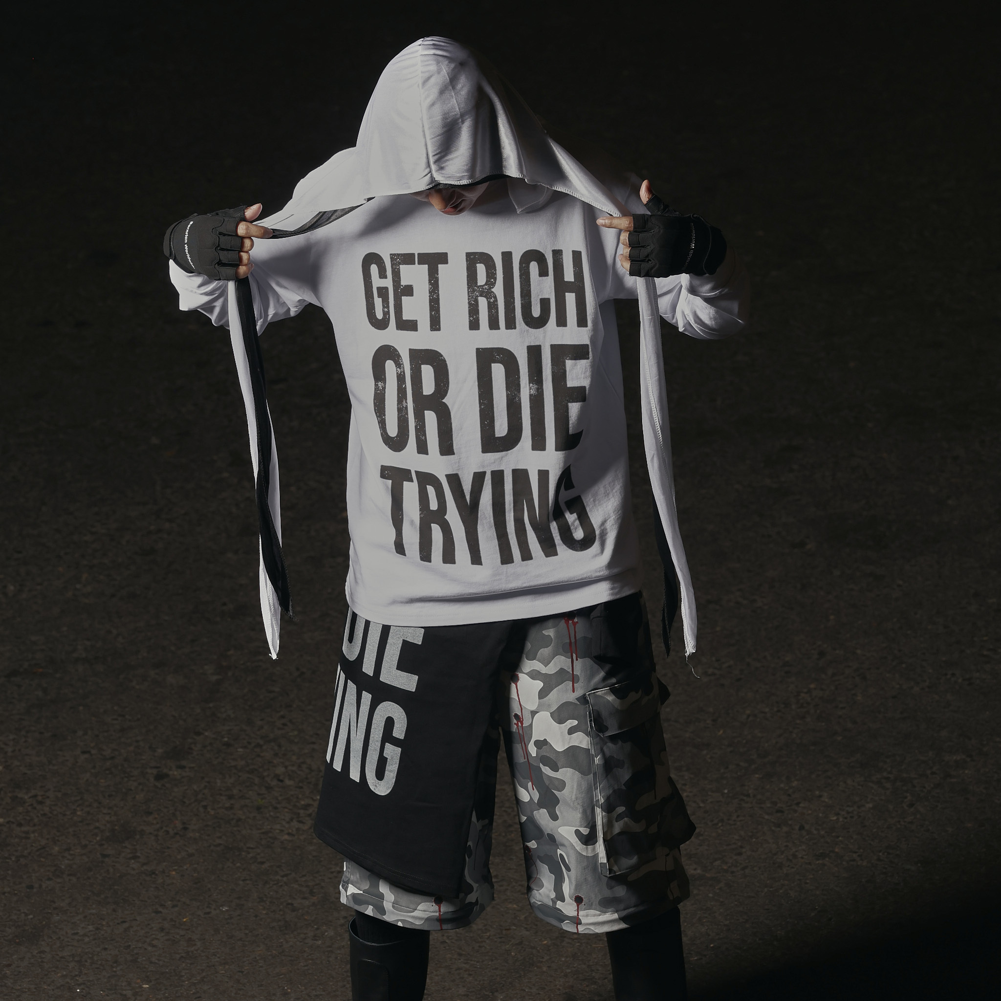 Bornrich｜Get Rich or Die Trying L/S Tee (White)
