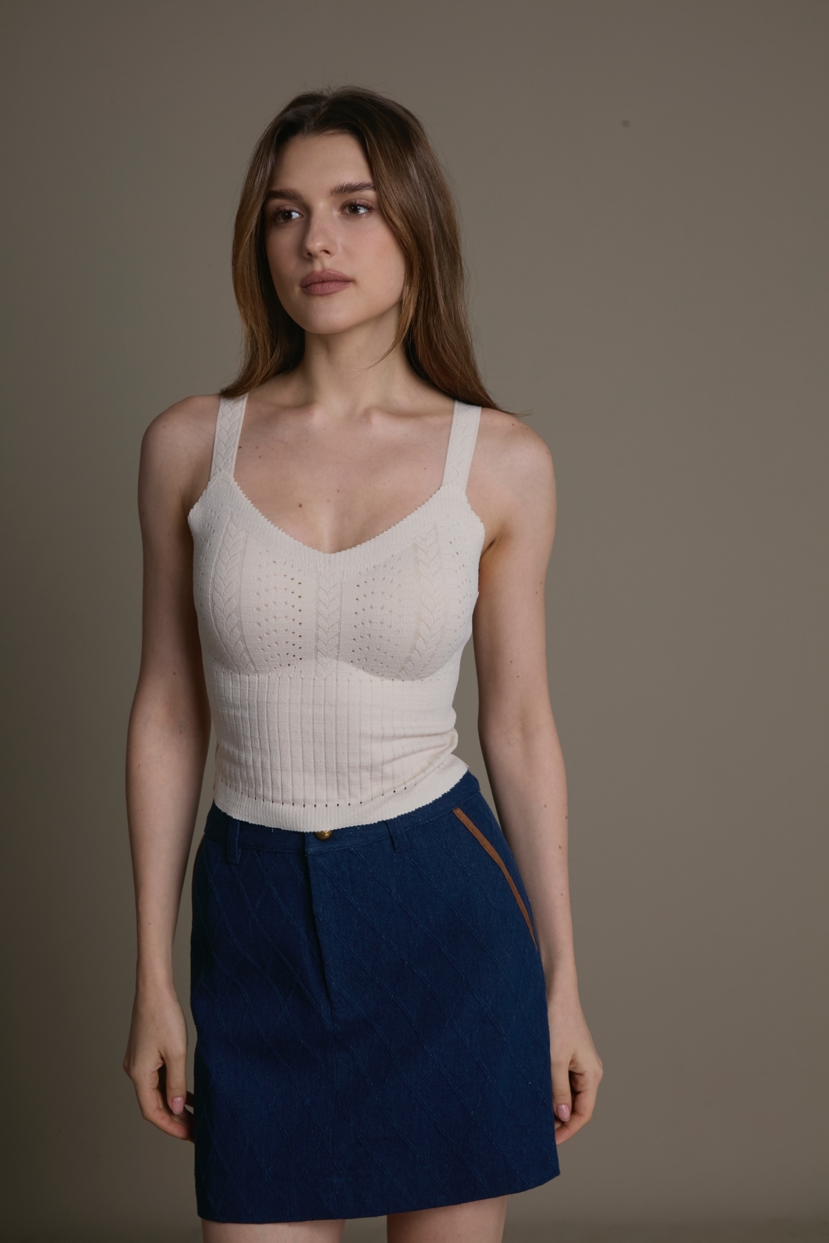 美型寬肩帶針織Bra Top背心