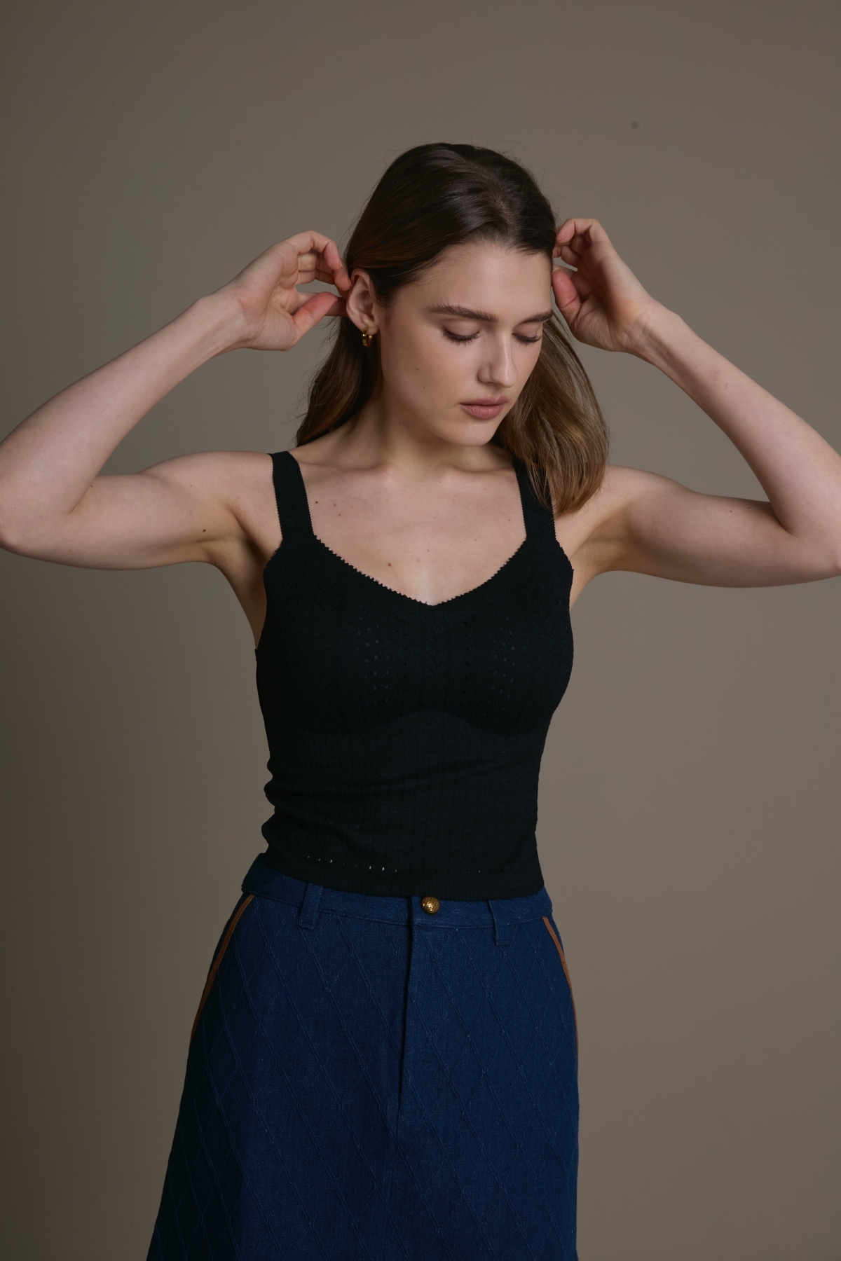 美型寬肩帶針織Bra Top背心