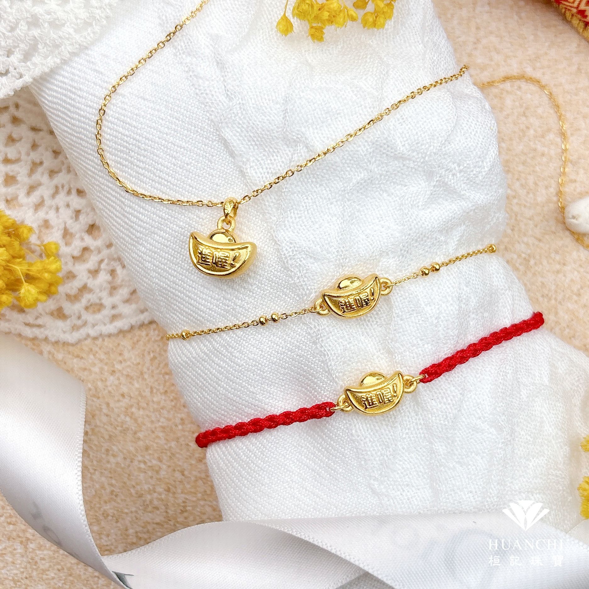 白沙屯媽祖 財富進喔(小) 黃金手鍊/黃金項鍊/編織金手鍊