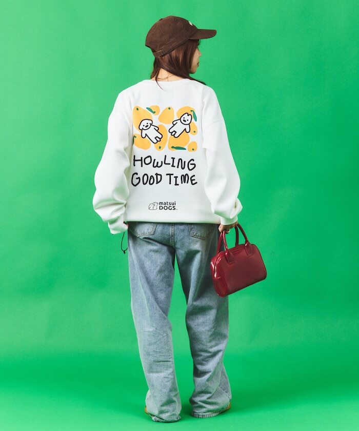 『代購+現貨商品』2025AW FREAK'S STORE x matsui 日本 插畫家 松井先生 "Lemon" Drawcord Back Print Crew Neck Sweatshirt 聯名 別注款 狗狗 檸檬 大學T 1021248901168