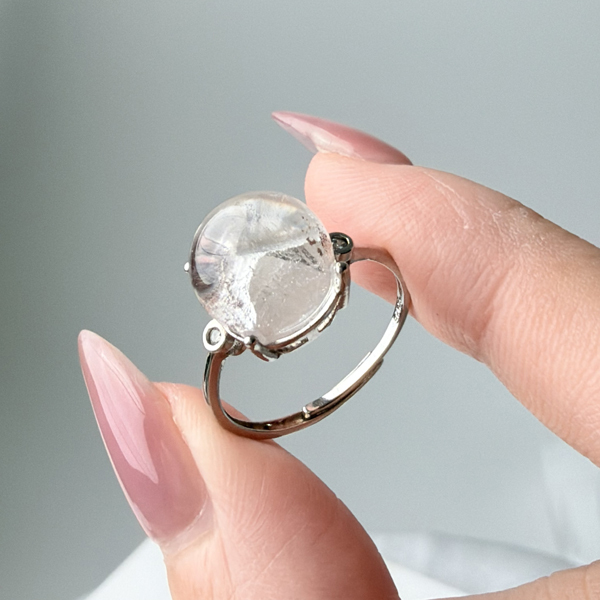 白水晶中晶戒指