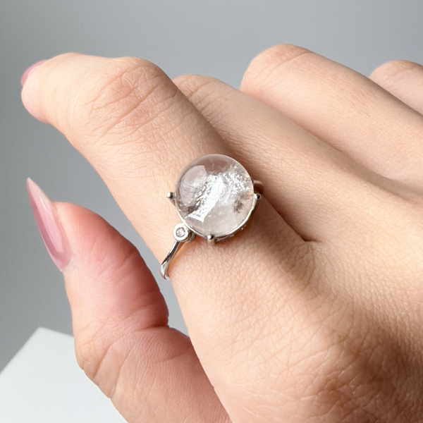 白水晶中晶戒指