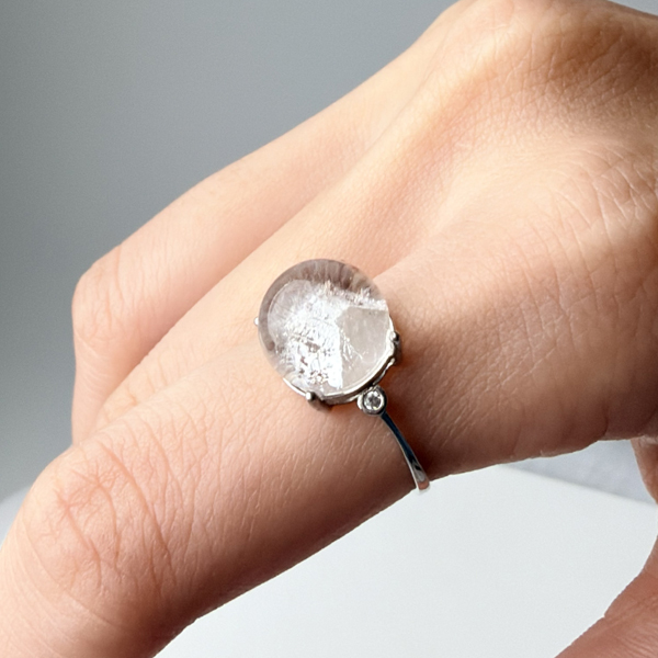 白水晶中晶戒指