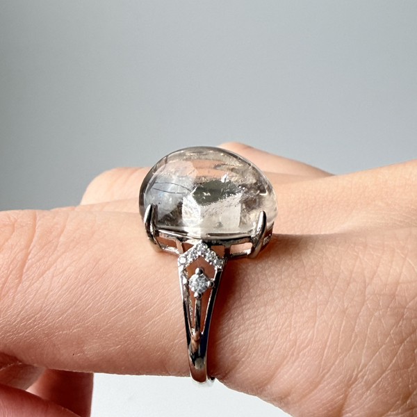 白水晶中晶戒指