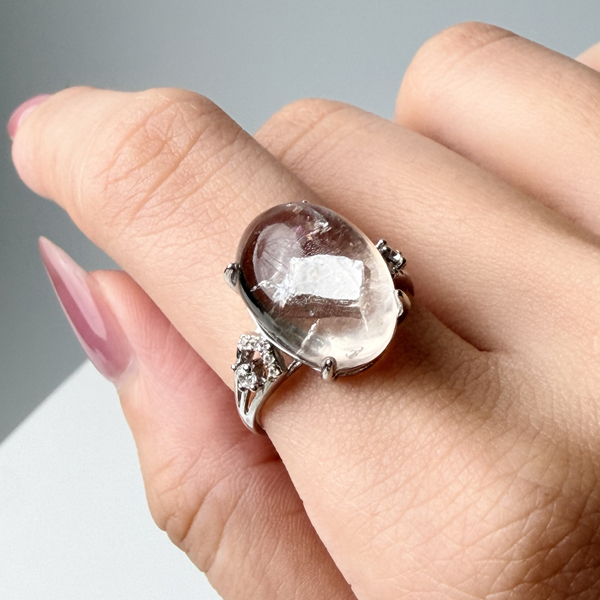 白水晶中晶戒指