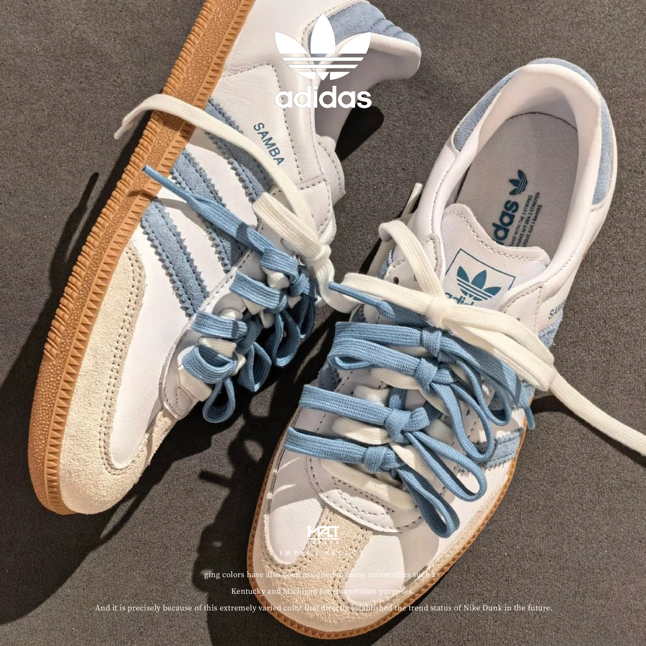 adidas Samba 麂皮 寶寶藍白 復古 德訓鞋  JS1391