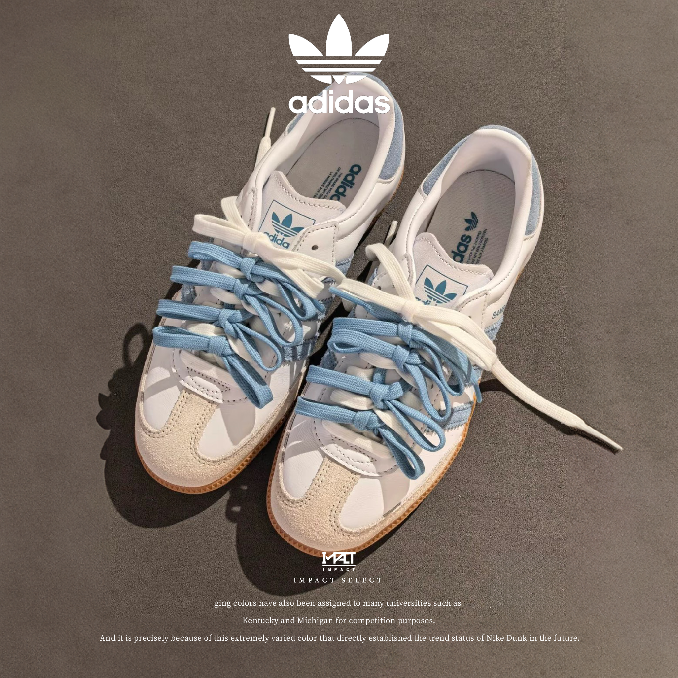 adidas Samba 麂皮 寶寶藍白 復古 德訓鞋  JS1391