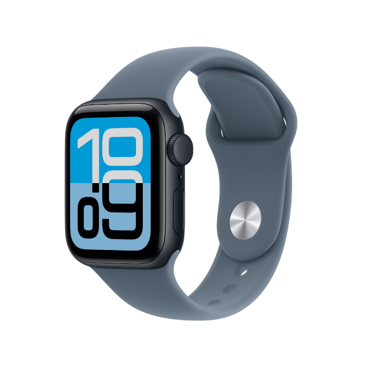 Apple Watch SE 3 (GPS)；40 毫米午夜暗色鋁金屬錶殼；錨鐵藍色運動錶帶 - M/L (荷蘭美素佳兒®專享禮遇 )