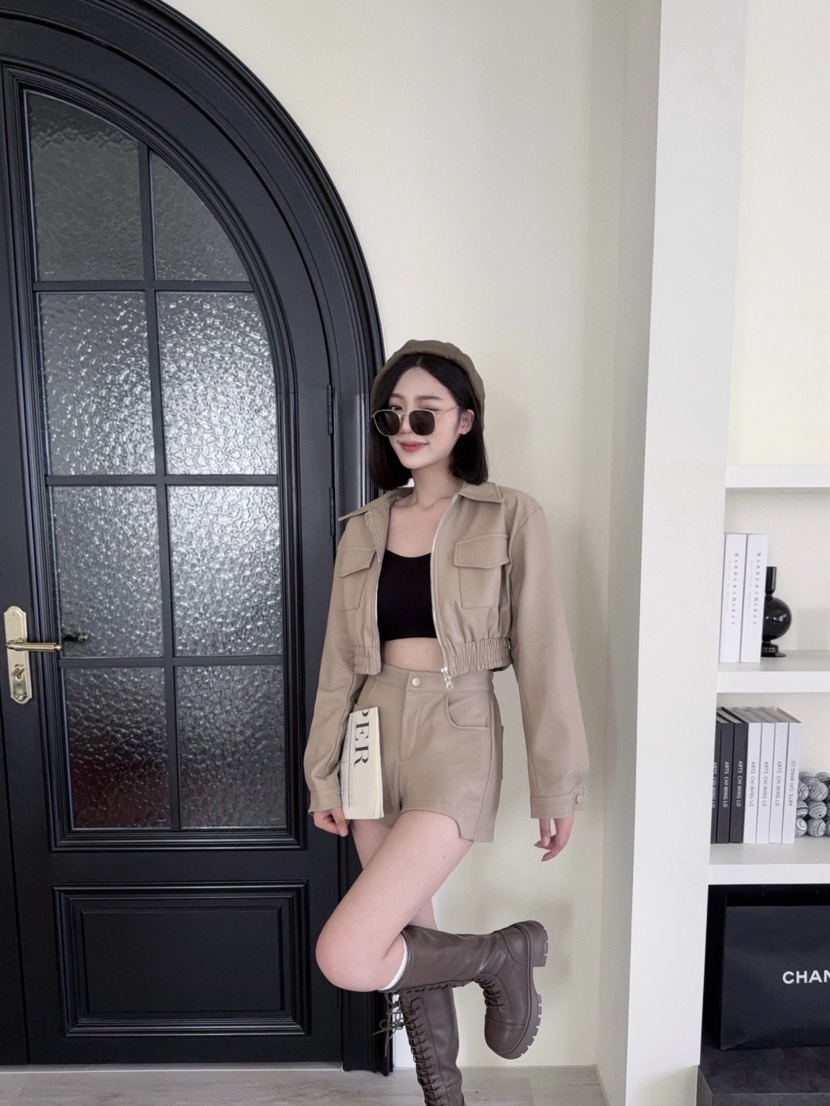 🇹🇼個性拉鏈工裝皮革set