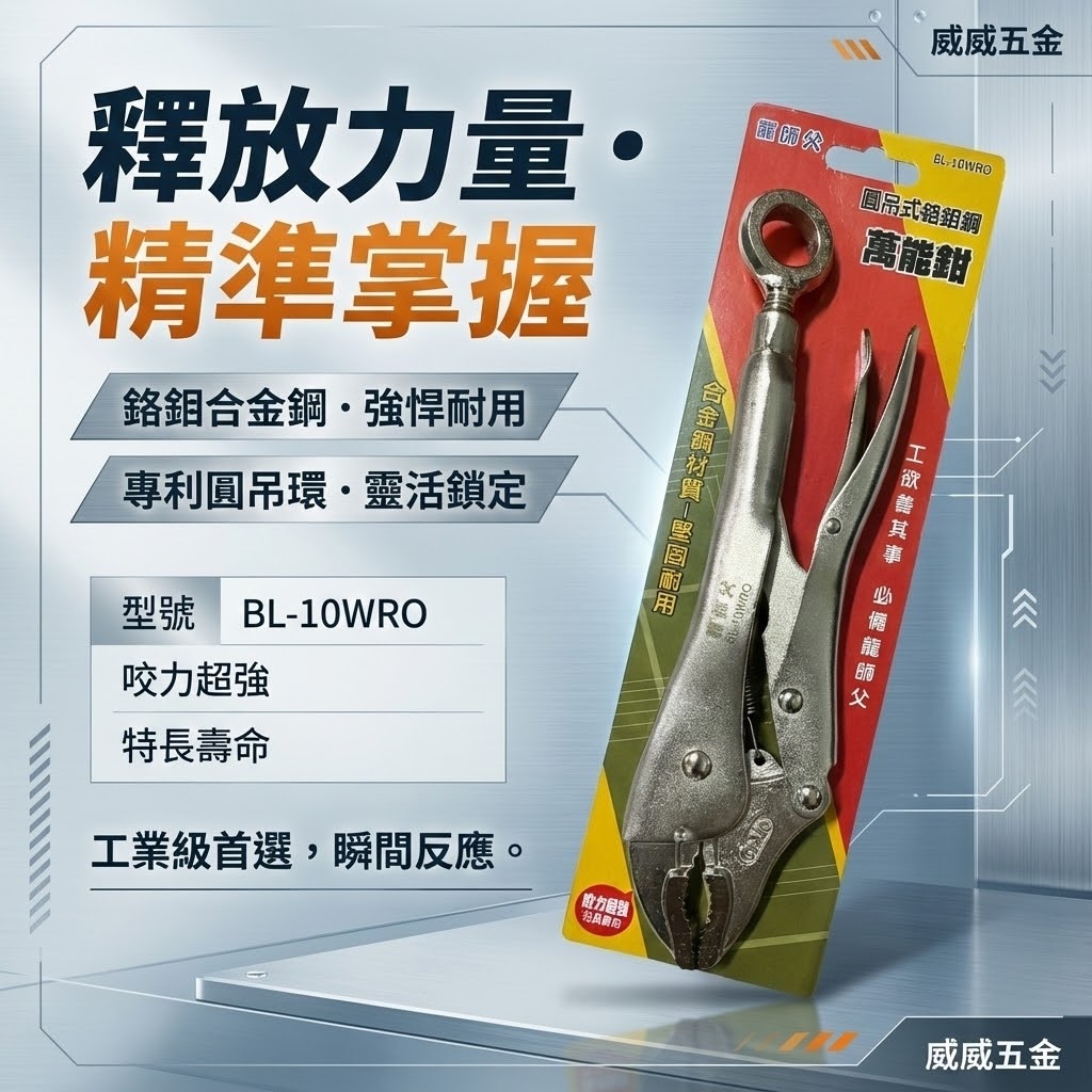 龍師父｜吊環萬能鉗 O型環 可懸掛 O型吊環固定鉗｜鐵柄吊環式萬能鉗-附O型環 10WR｜BL-10WRO