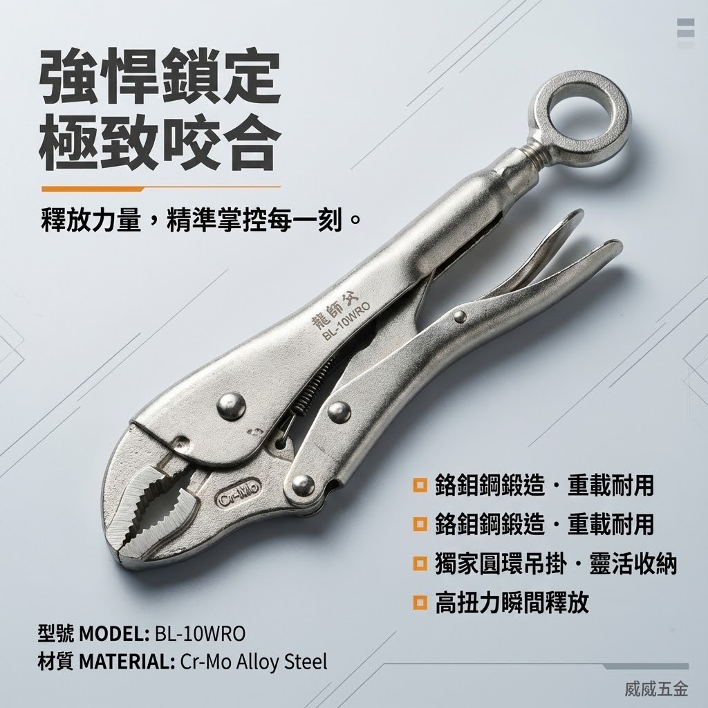 龍師父｜吊環萬能鉗 O型環 可懸掛 O型吊環固定鉗｜鐵柄吊環式萬能鉗-附O型環 10WR｜BL-10WRO