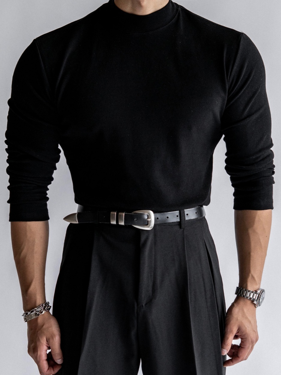 Lechete 肌肉立領長袖T恤