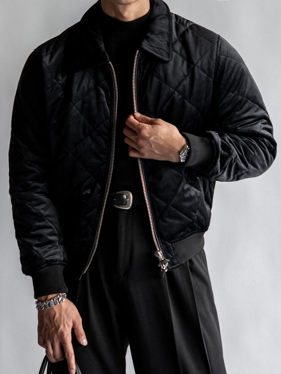 絲絨絎縫飛行員夾克