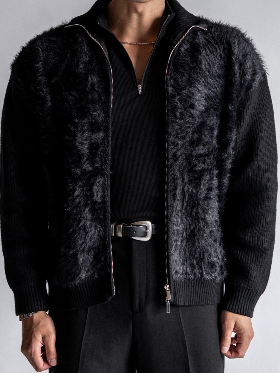 安哥拉羊毛針織拉鍊衫