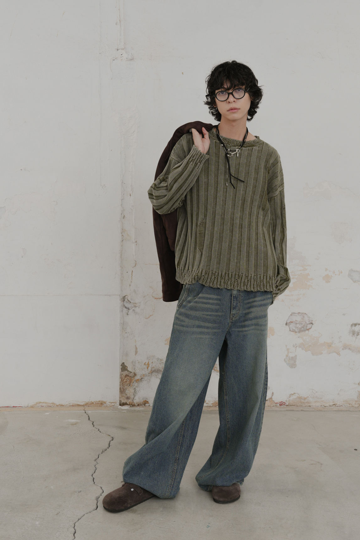 Washed Ribbed Knit Sweater #毛衣