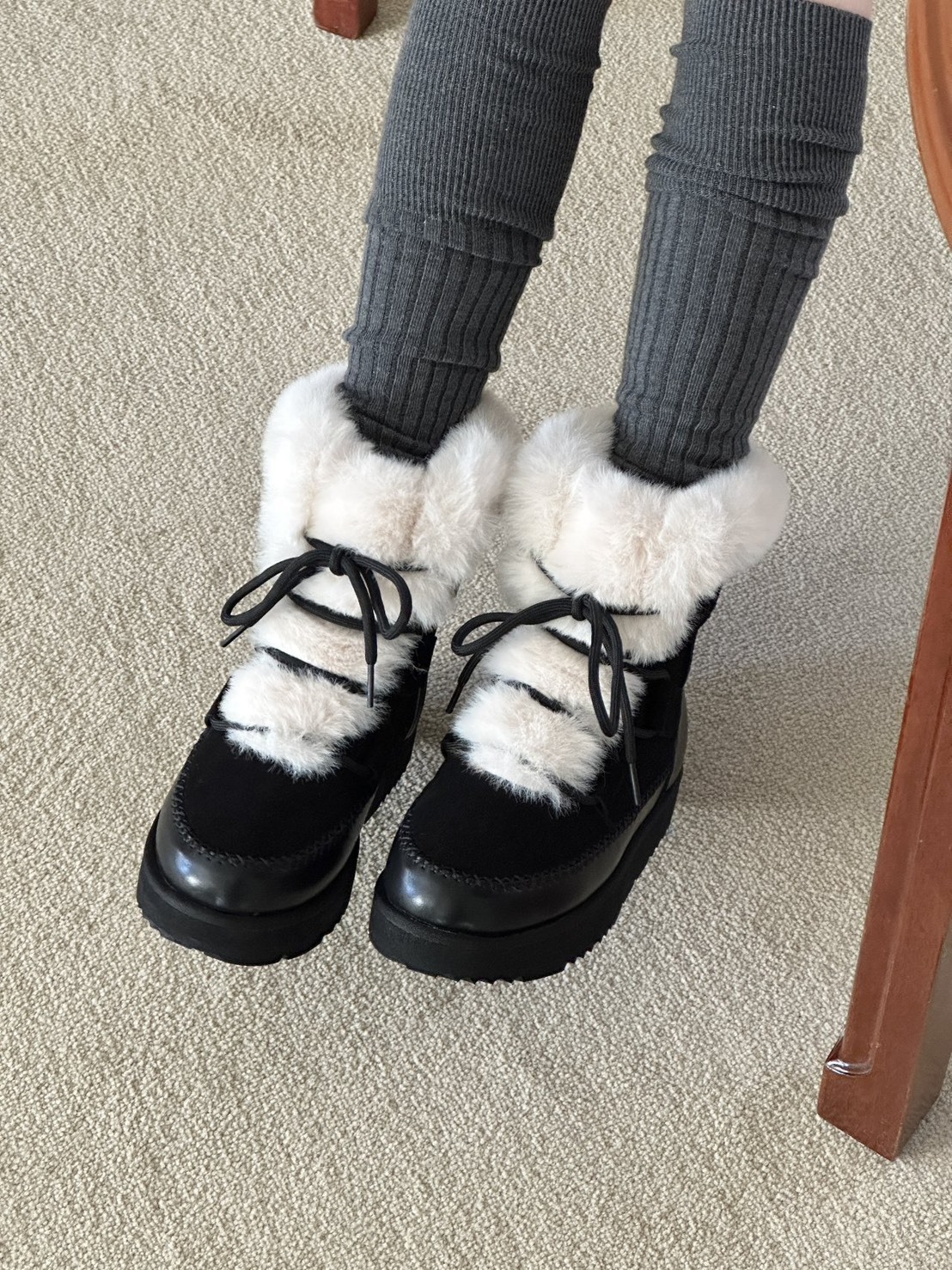 7898綁帶毛毛雪靴