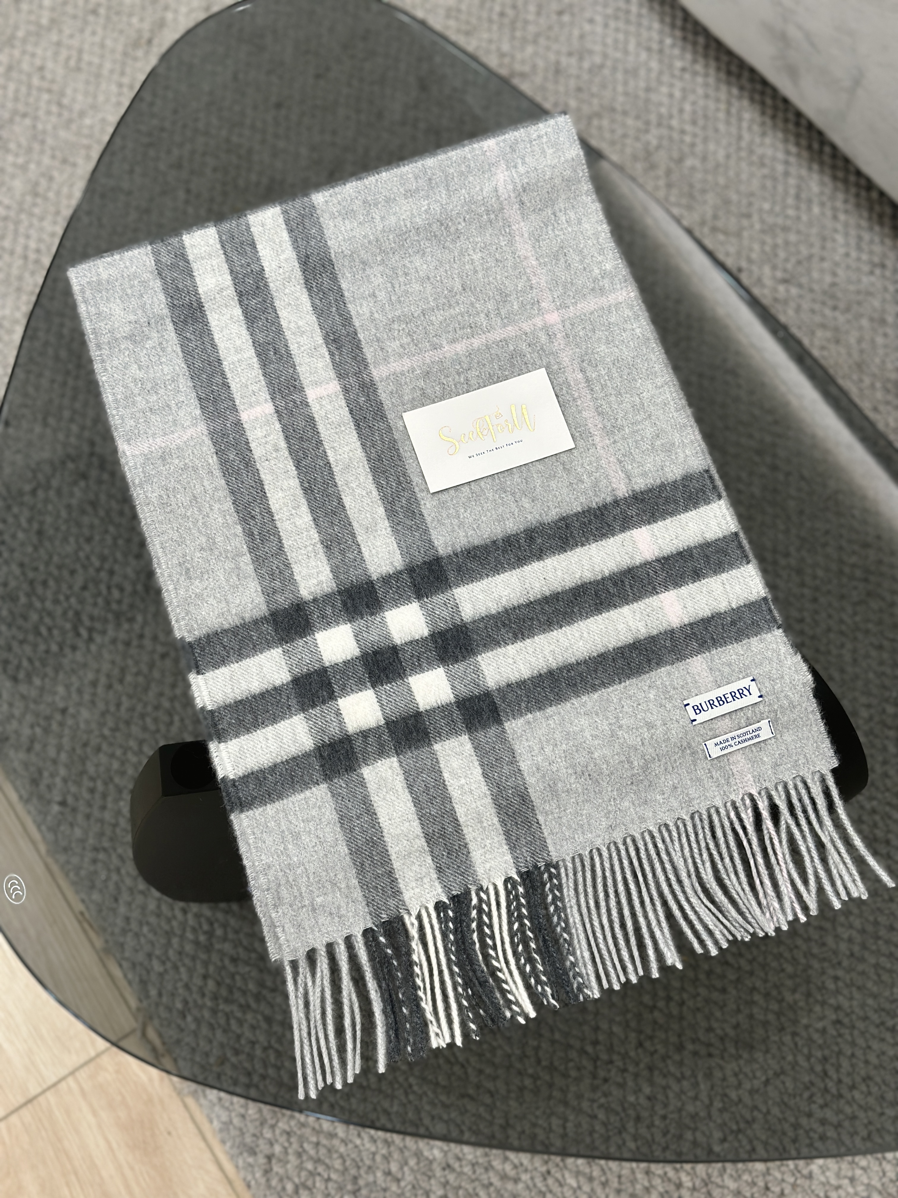 BURBERRY Check Cashmere Scarf
