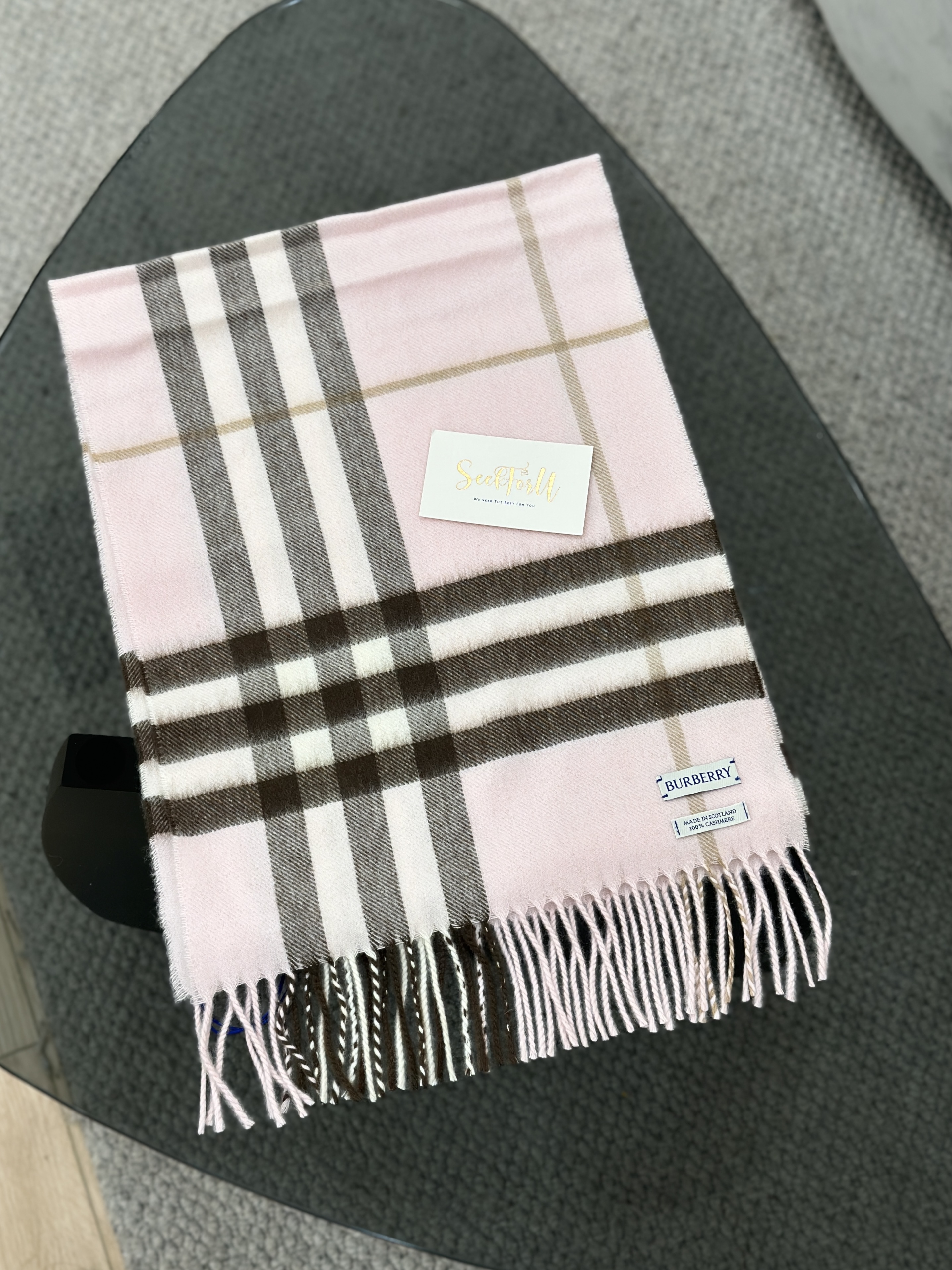 BURBERRY Check Cashmere Scarf
