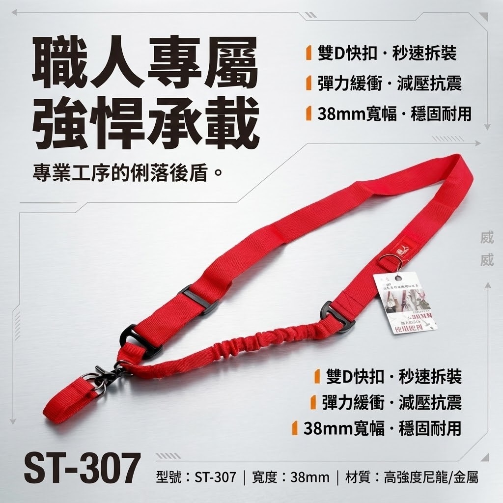 1條 職人｜紅色款 電鑽用背帶｜起子機背帶加雙D短帶 起子用背帶 扣環式側背帶 充電電鑽背帶｜ST-307
