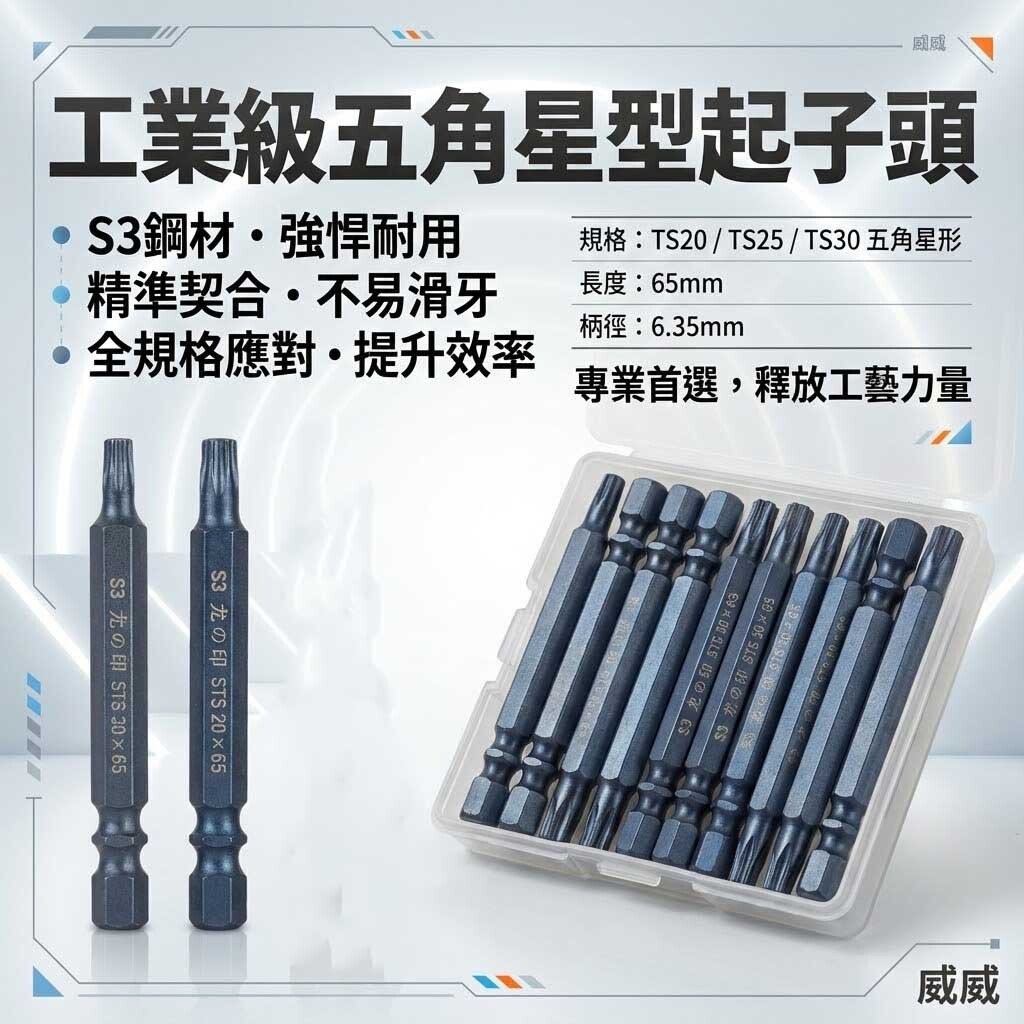 零售單支｜龍之印｜T20 - T25 - T30 長 65mm 五角星型起子頭｜單頭5角星型起子頭 5角起子