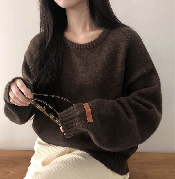 秋冬預訂｜寬鬆皮革TAG針織衫