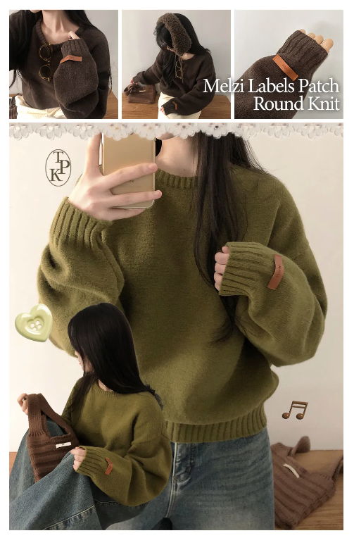 秋冬預訂｜寬鬆皮革TAG針織衫