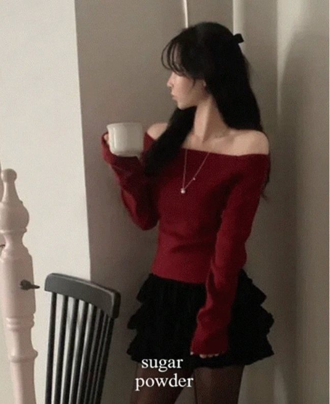 秋冬預訂｜Mute Cozy 單肩露肩長袖上衣