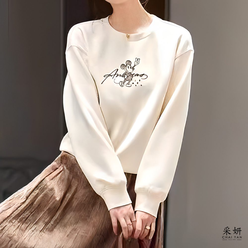 卡通刺繡亮片空氣棉長袖上衣