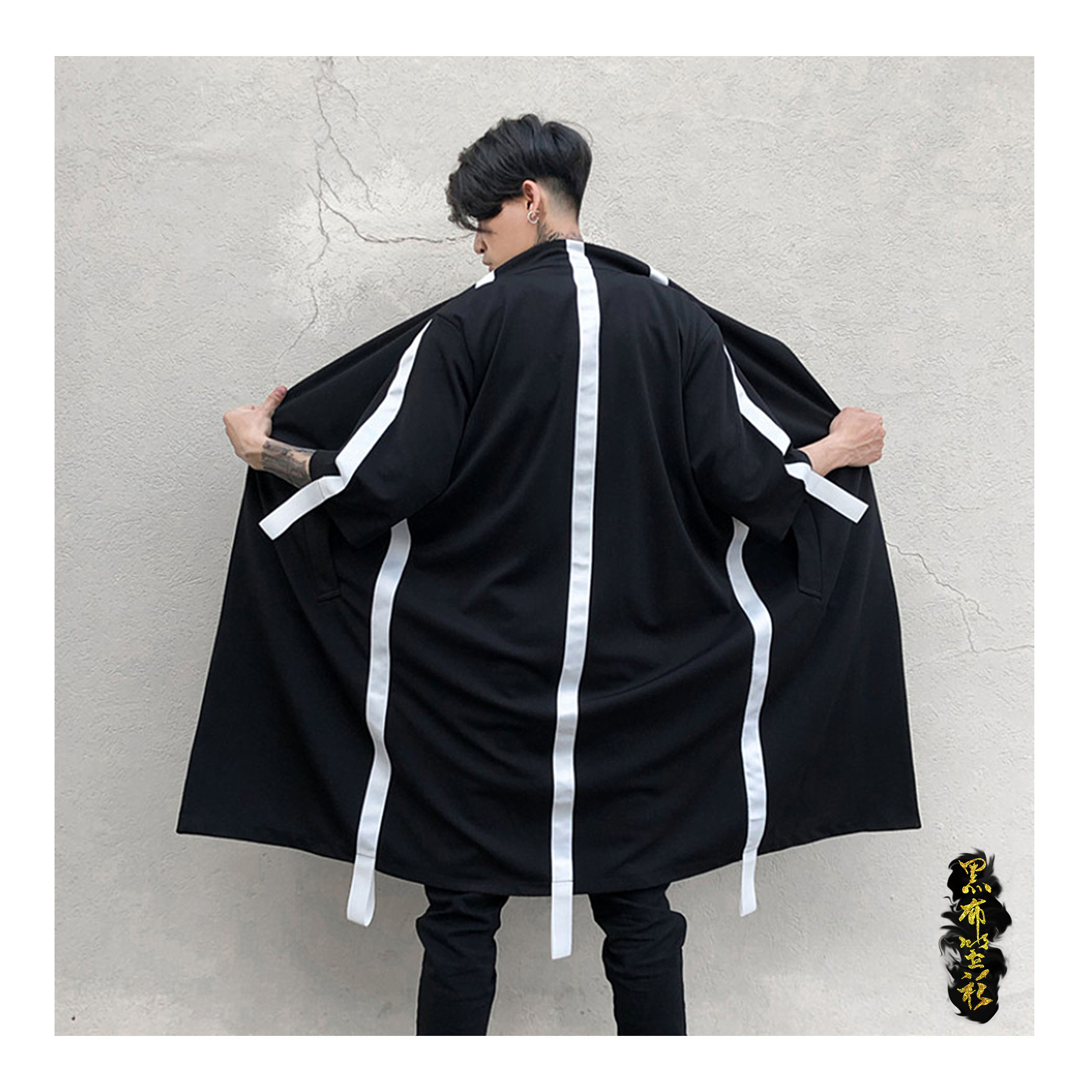 川-五分袖立領開襟大衣(爆走暗黑)