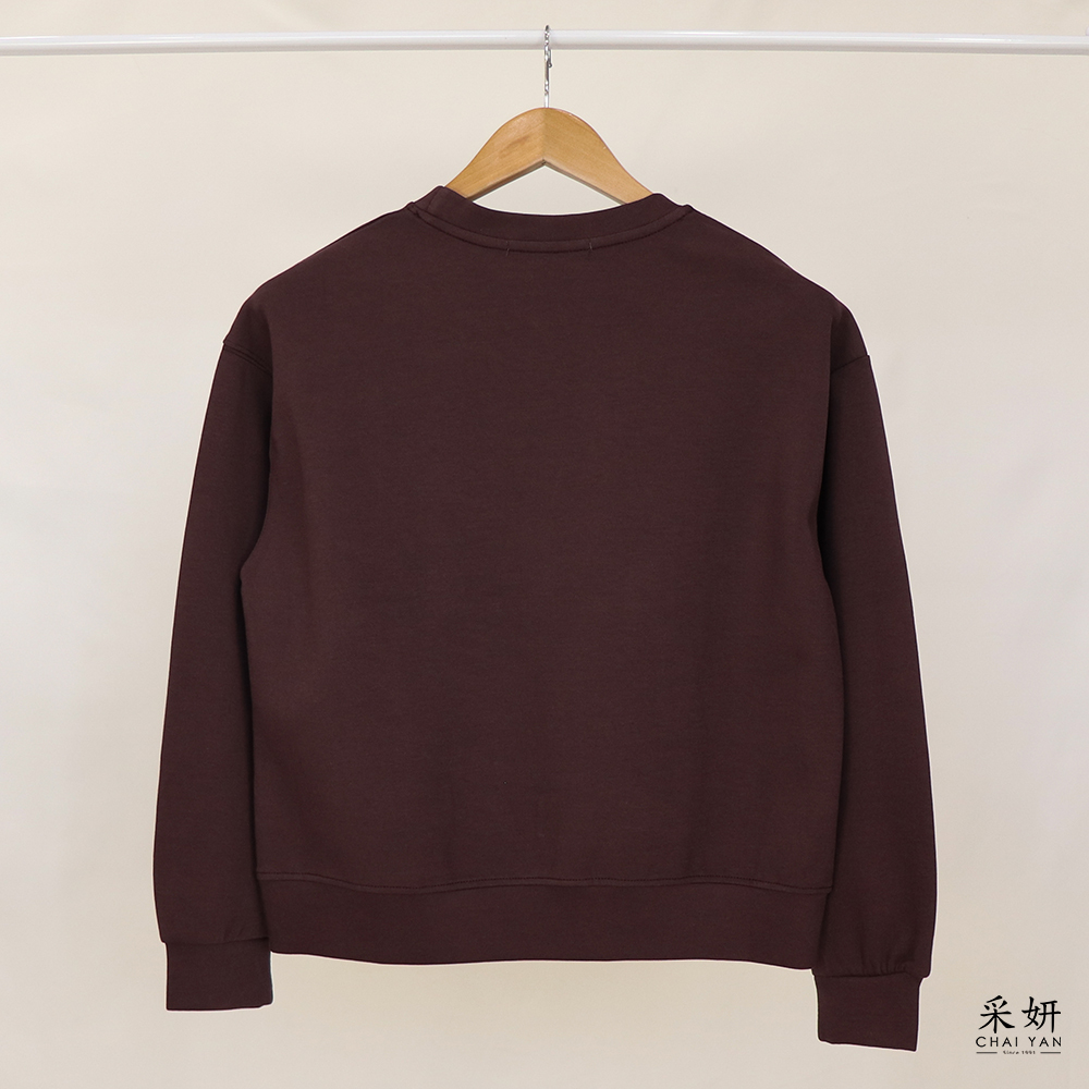 女孩膠印立體皮印花長袖上衣