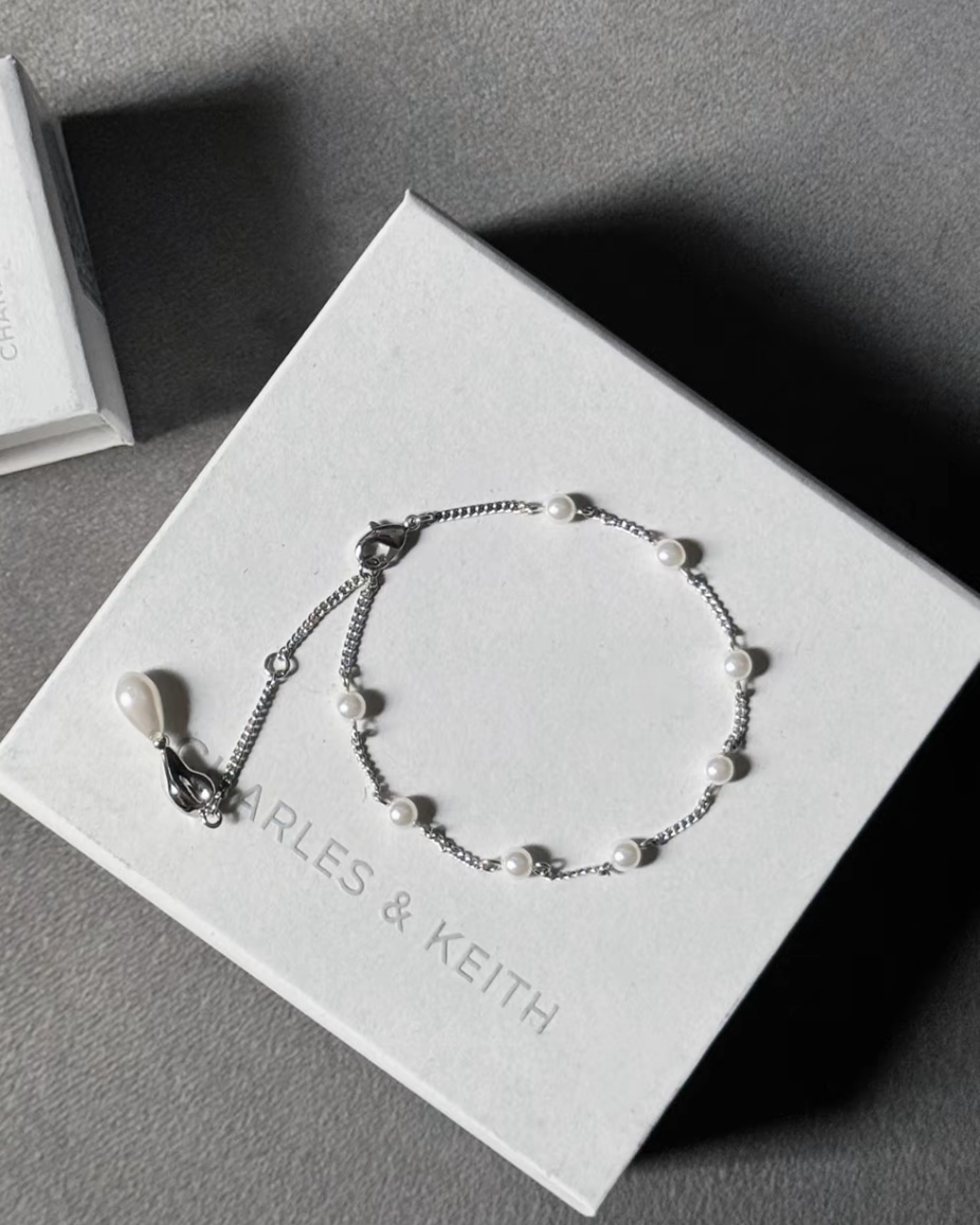 CHARLES & KEITH 小CK 月光謐語系列 Corrine 珍珠手鍊 銀色