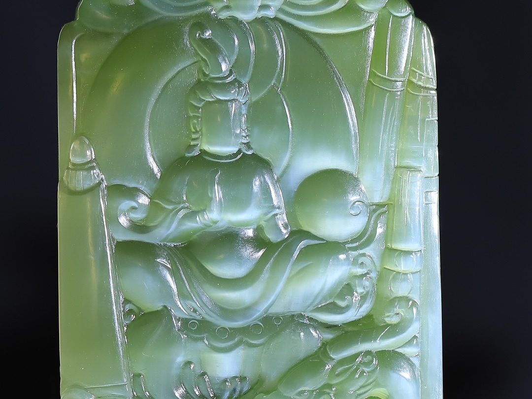 127115 和田玉碧玉貓眼坐蓮觀音